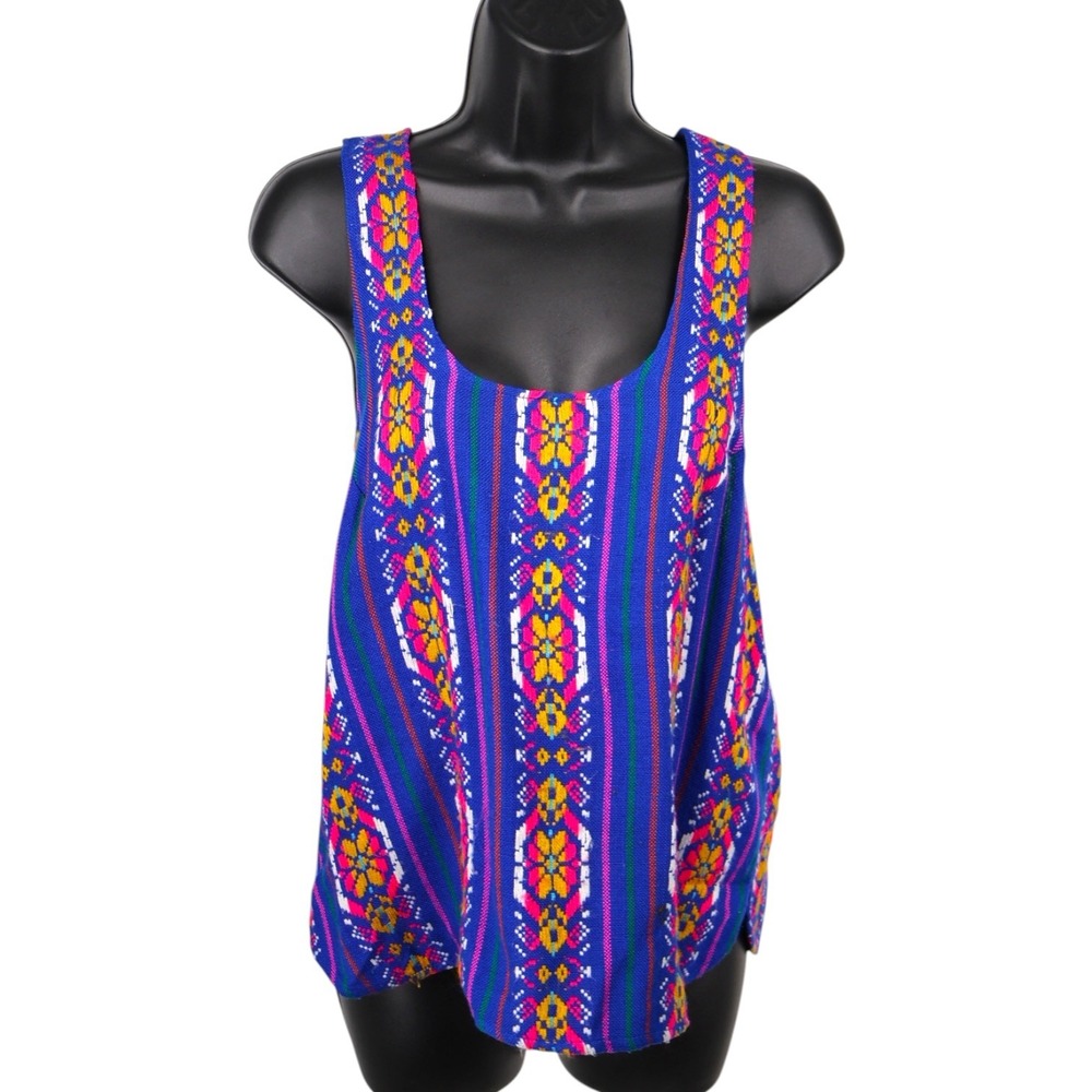 Jen's Pirate Booty for‎ Free People Blue Woven Tank Boho Festival M/L